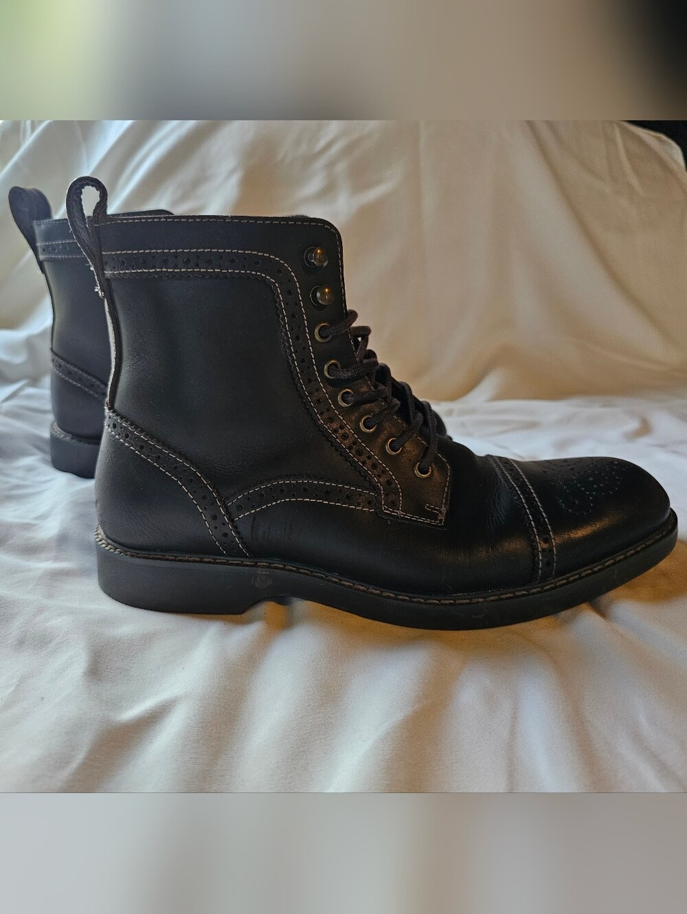 G.H. Bass & Co. Black Leather Chukka Wingtip Boots - Picture 3 of 7